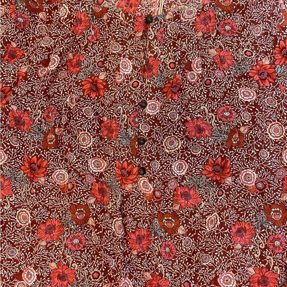 LUCKY BRAND Boho Paisley Printed Floral Blouse Red & Pink NWT $98 MSRP Sz Small - Picture 9 of 10